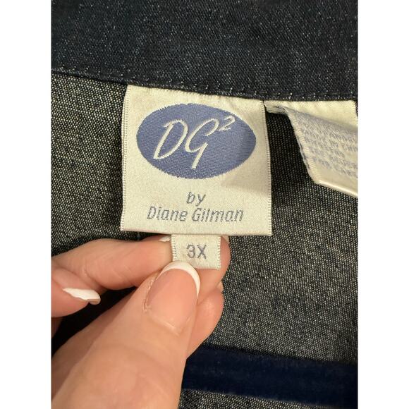 DG2 NWT Women's 3X Western Embellished Studded Rhinestone Dark Denim Blazer - Picture 5 of 10